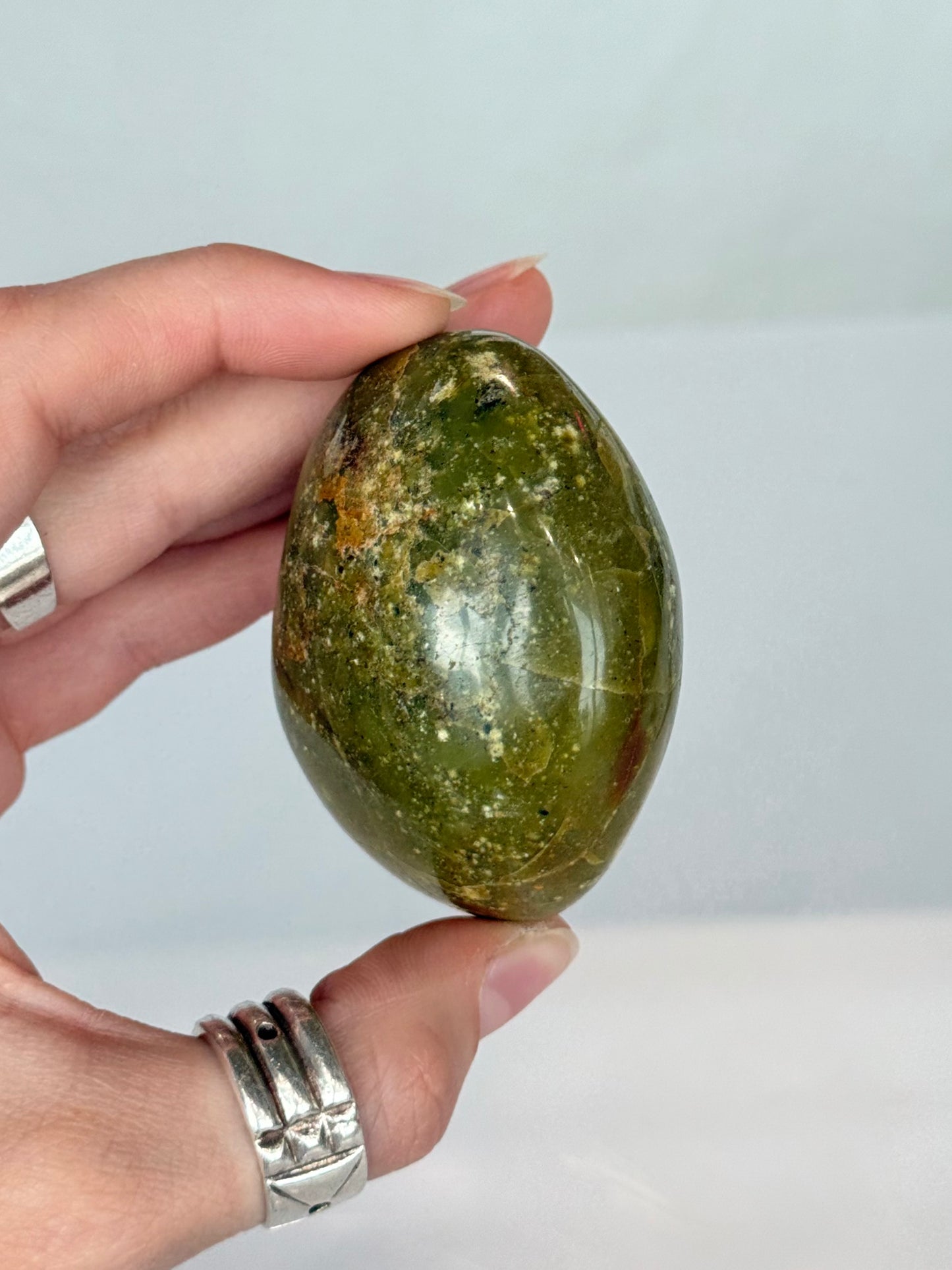 Green Opal In Matrix Freeform Palm Stone ( Madagascar )