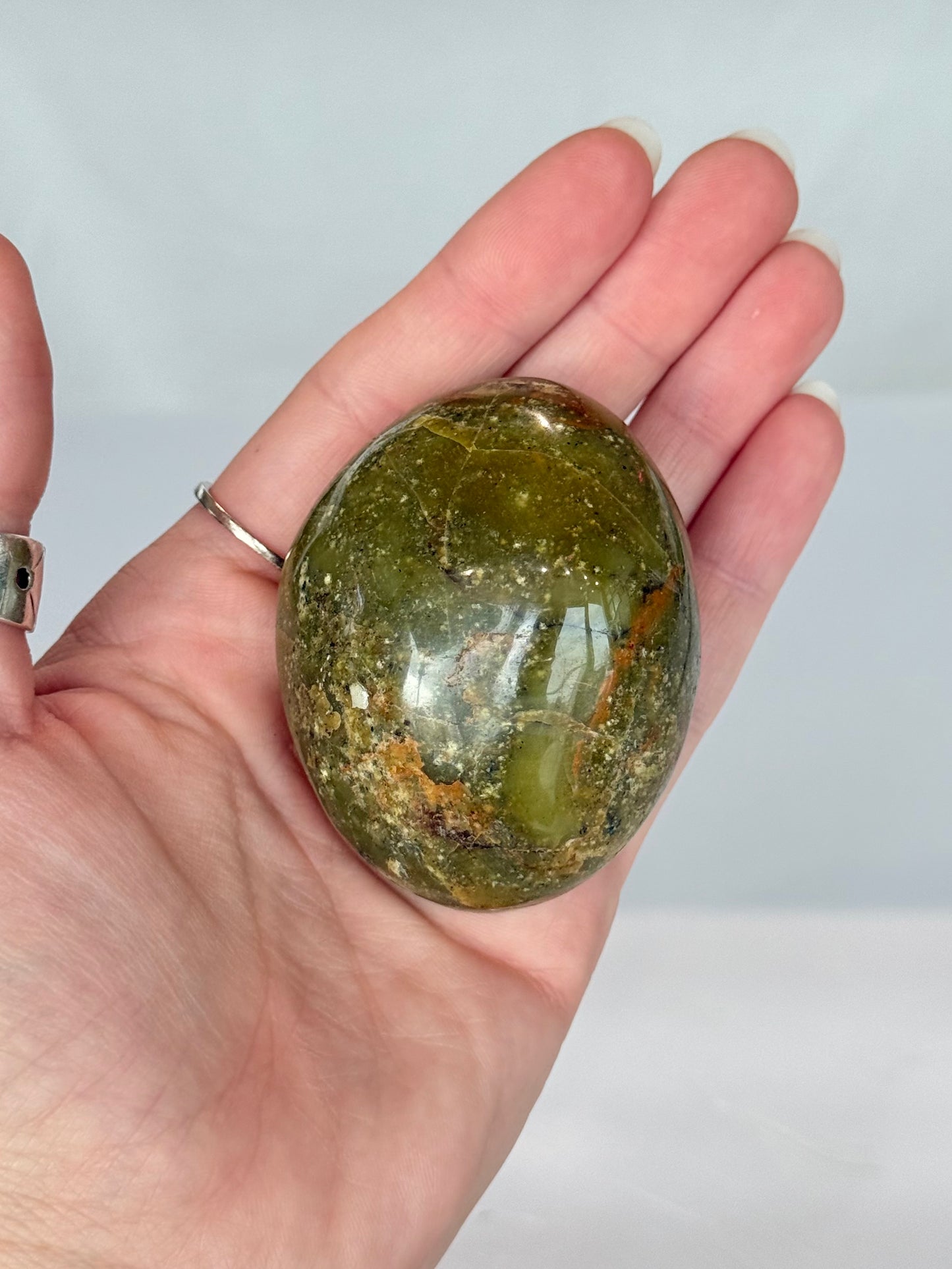 Green Opal In Matrix Freeform Palm Stone ( Madagascar )