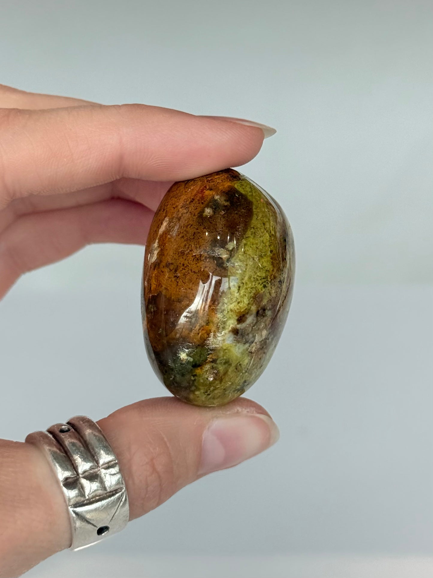 Green Opal In Matrix Freeform Palm Stone ( Madagascar )