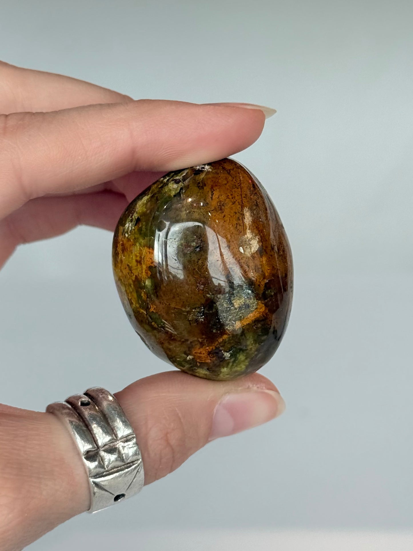 Green Opal In Matrix Freeform Palm Stone ( Madagascar )