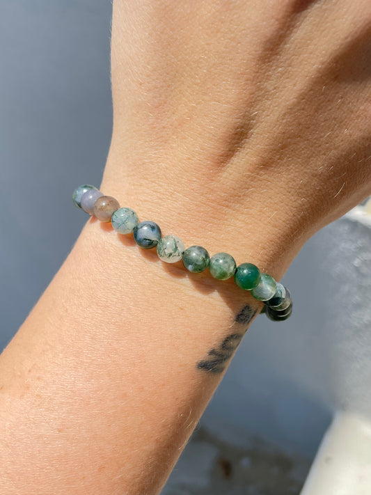 Moss Agate 6mm Bracelet