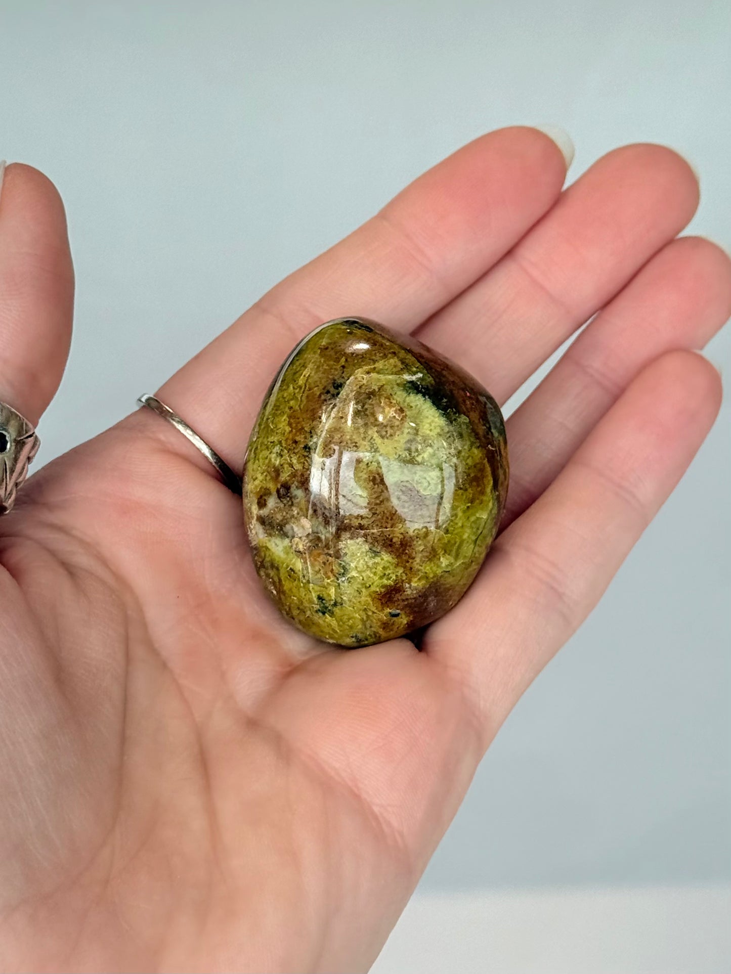 Green Opal In Matrix Freeform Palm Stone ( Madagascar )