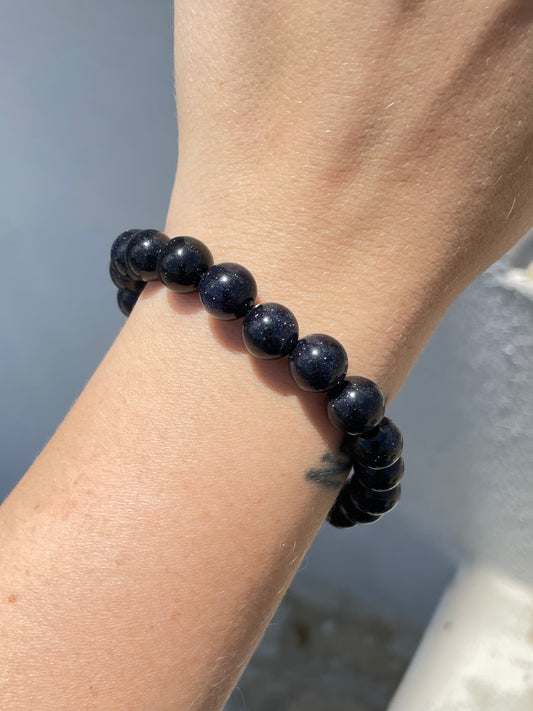 Blue Gold Stone 10mm Bracelet