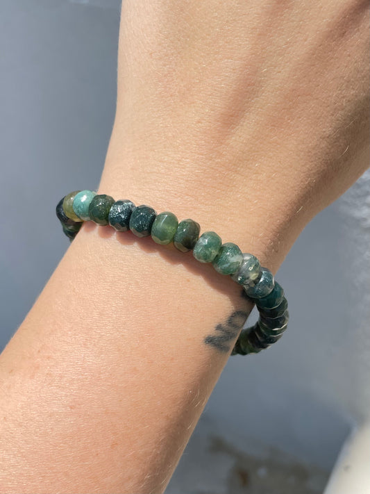 Moss Agate Faceted Bracelet