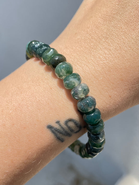 Moss Agate Faceted Bracelet