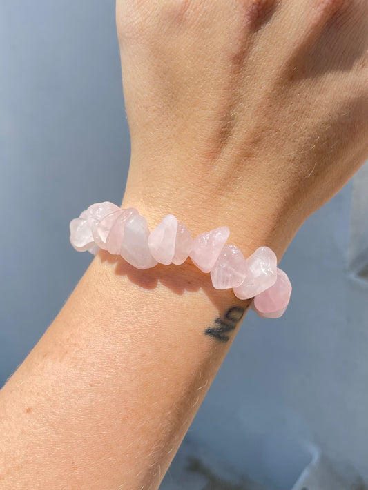 Rose Quartz Large Chip Bracelet