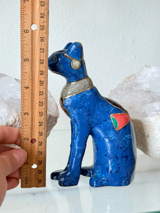 Bastet Statue in Natural Stone Marquetry | Estatua de Bastet en Marquetería de Piedras Naturales