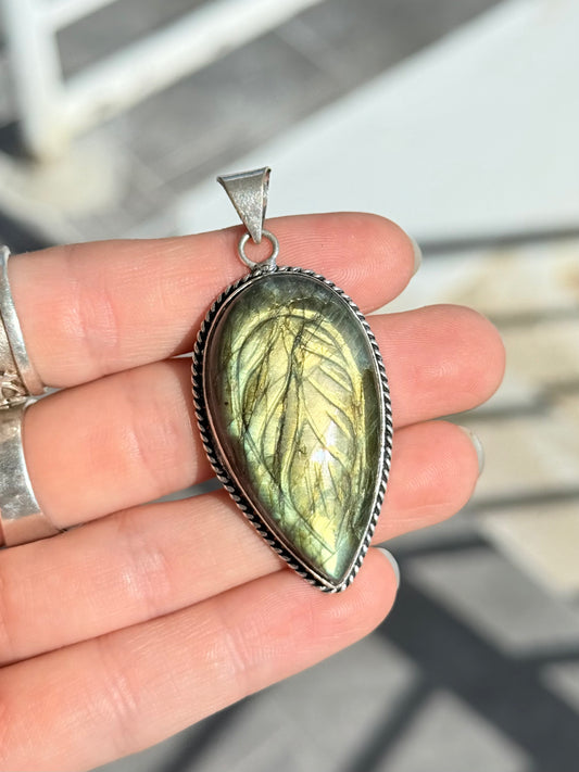 Labradorite Pendant  ( Indian Silver )