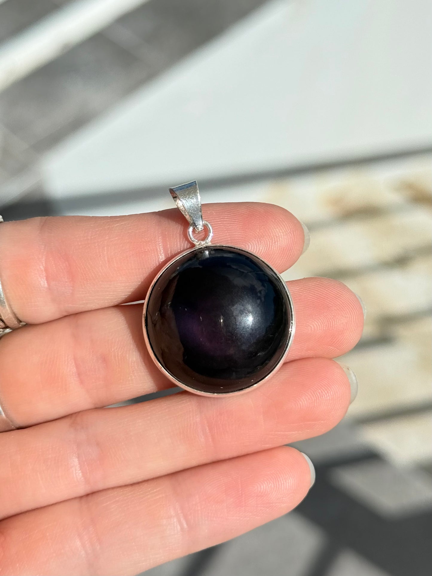 Rainbow Obsidian Pendant ( Indian Silver )