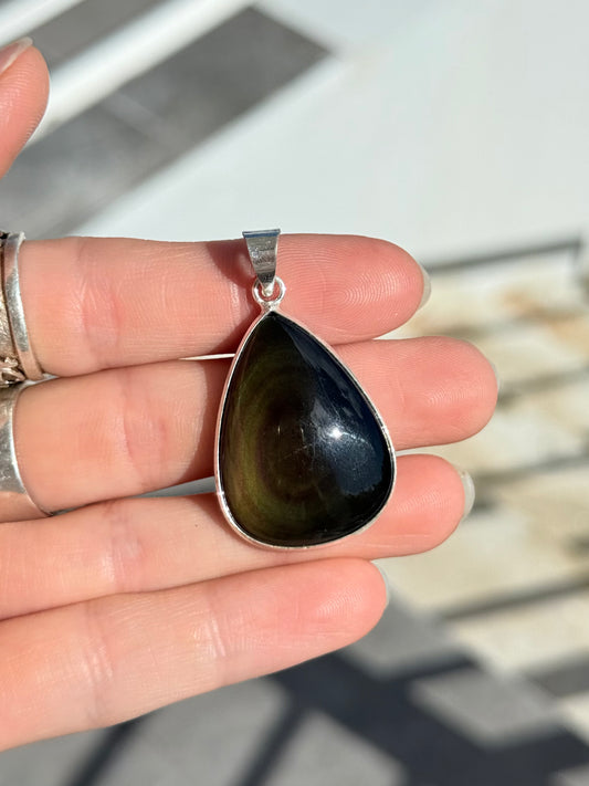 Rainbow Obsidian Pendant ( Indian Silver )