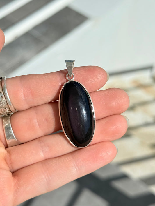 Rainbow Obsidian Pendant ( Indian Silver )