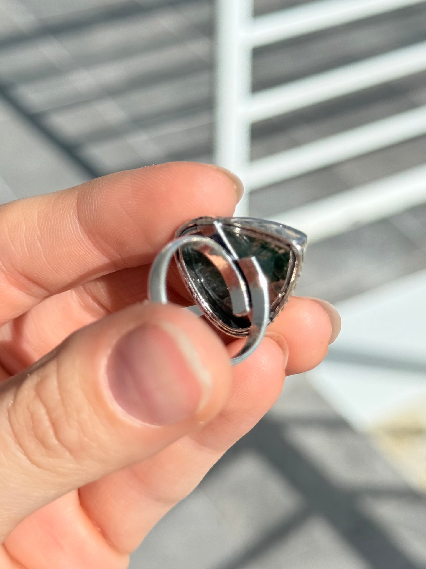 Moss Agate ( Indian Silver ) Adjustable to size