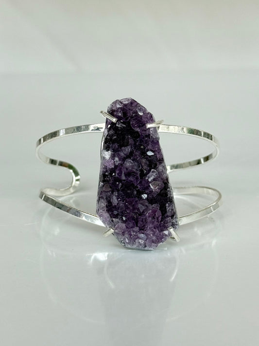 Brazilian Amethyst Druzy Cuff Bracelet