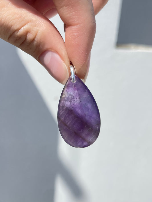 Purple Fluorite Drop Pendant
