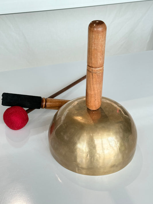 7 Metal Singing Bowl with Wooden Handle  - 7" Inch - Note G Solar Plexus Chakra