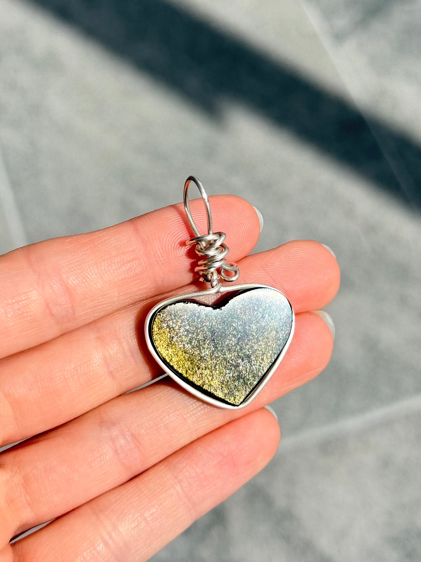 Sheen Obsidian Heart Pendant ( Silver 925 Wire )