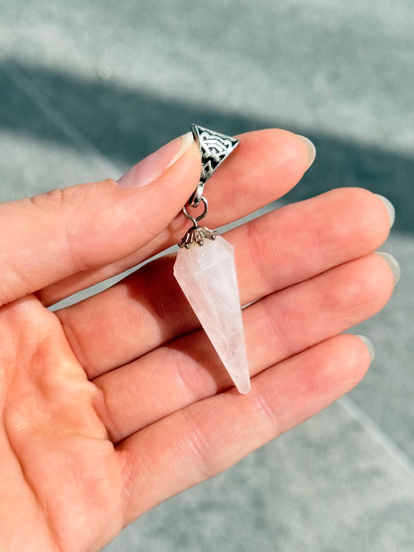 Point Rose Quartz Pendant
