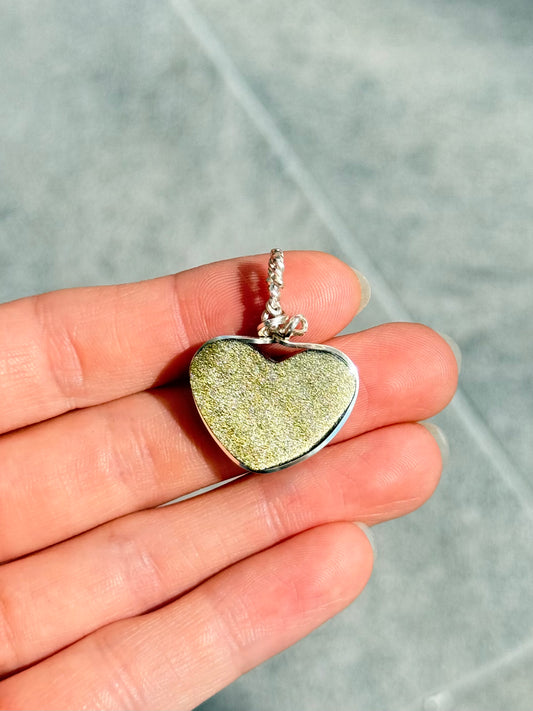 Sheen Obsidian Heart Pendant ( Silver 925 Wire )