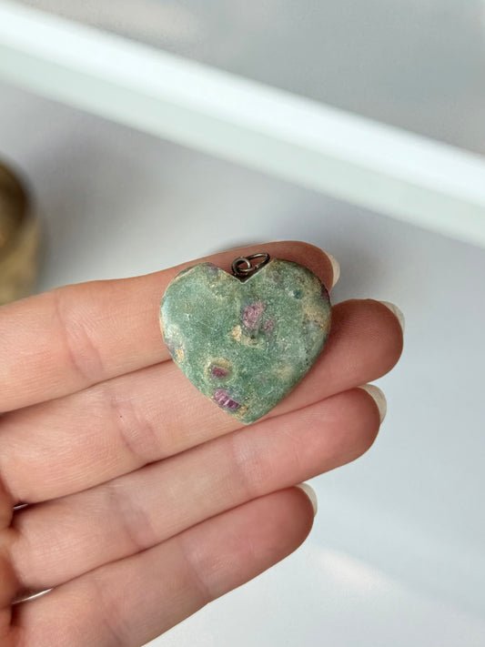 Ruby In Zoisite Heart Pendant
