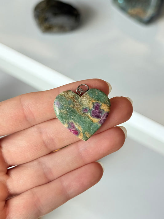 Ruby In Zoisite Heart Pendant