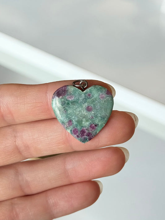 Ruby In Zoisite Heart Pendant
