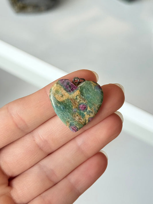 Ruby In Zoisite Heart Pendant