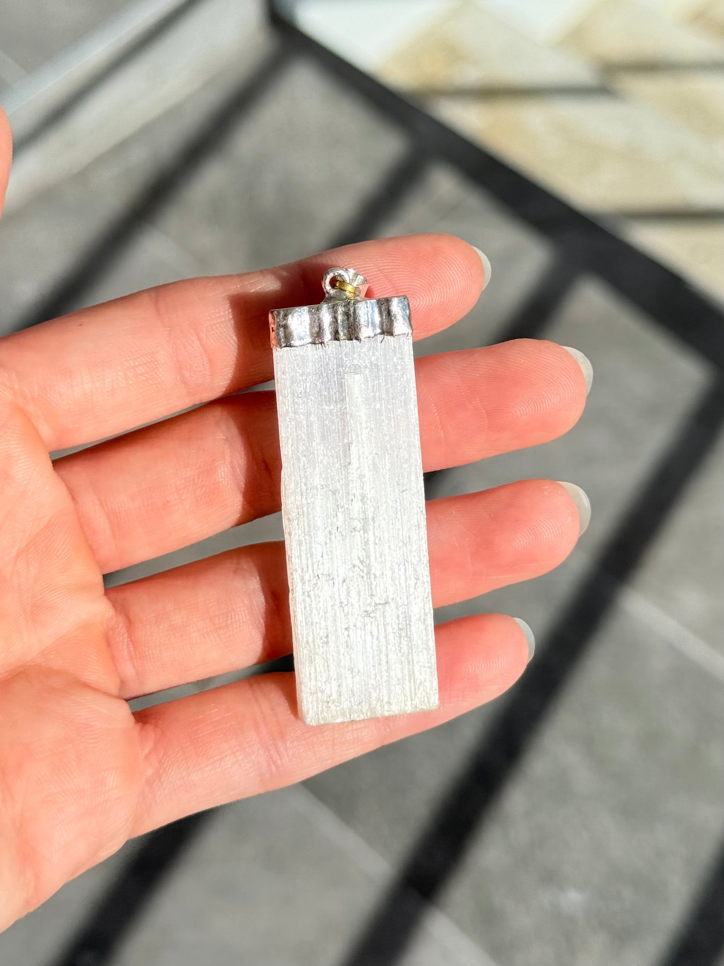 Selenite and Amethyst Pendant