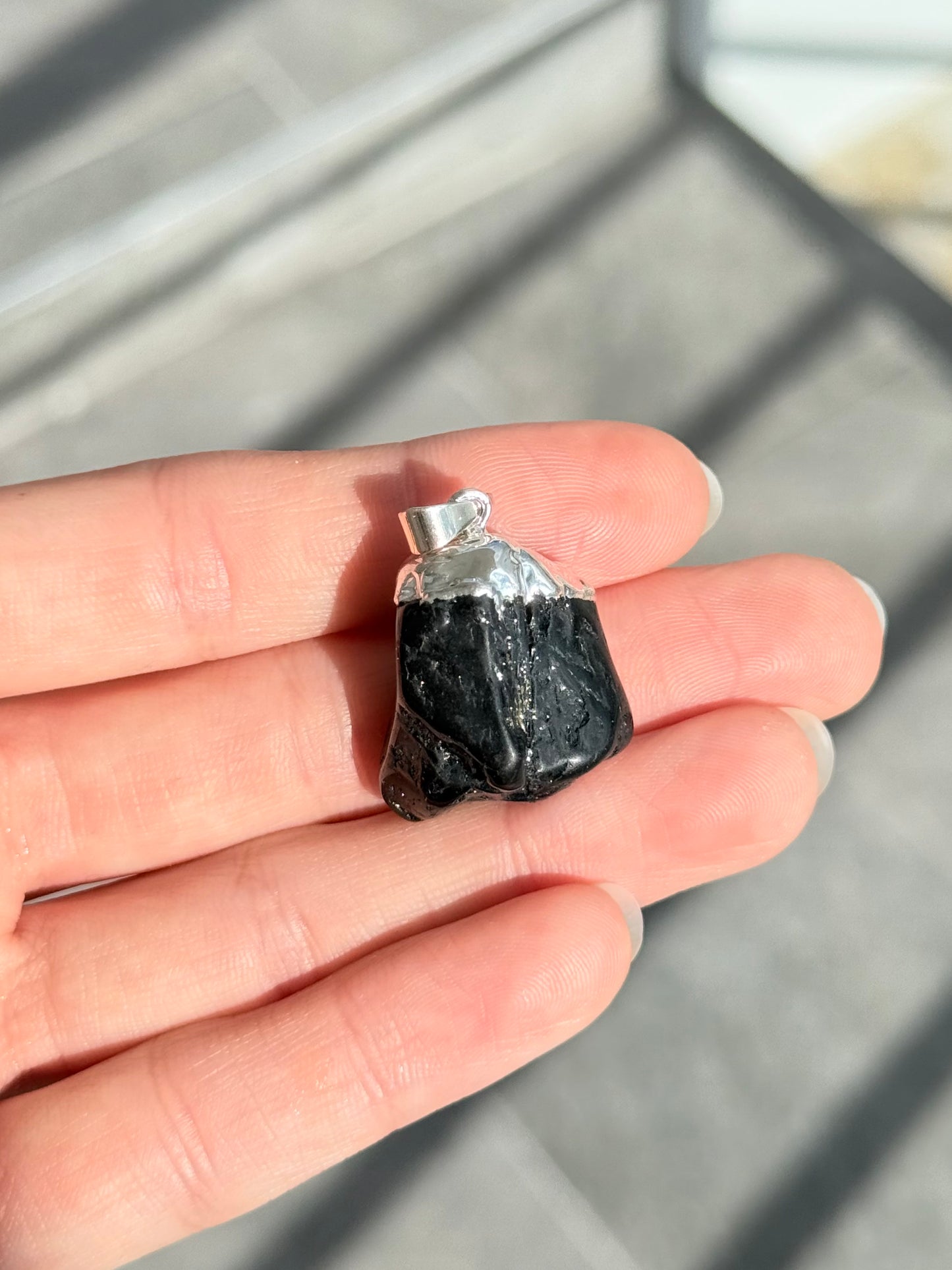 Polished Black Tourmaline Pendant