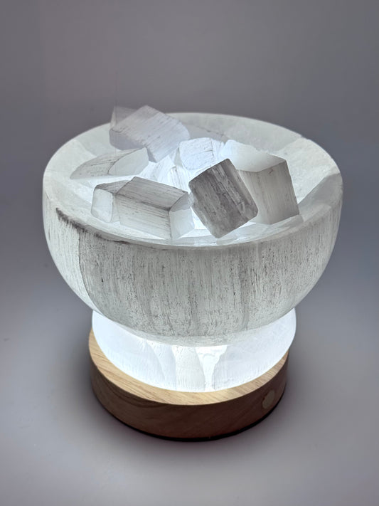 Selenite Bowl with Mini Cubed Selenites