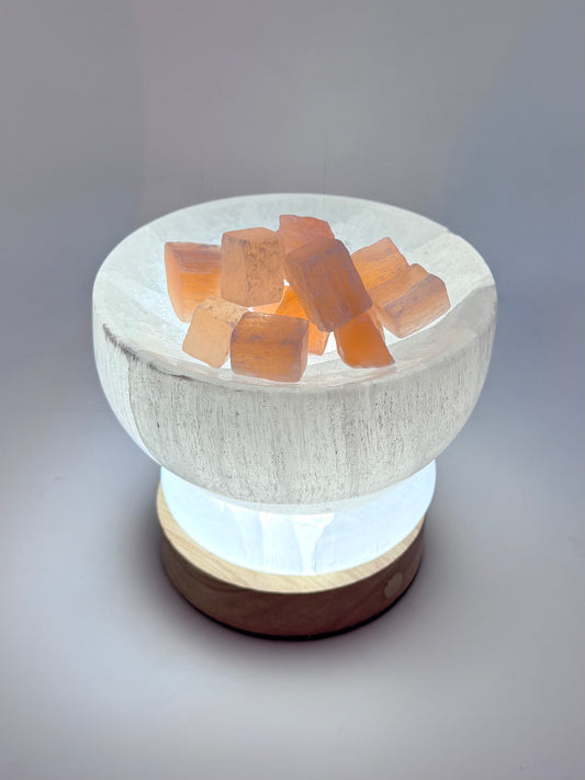 Selenite Bowl With Orange Selenite Cubes
