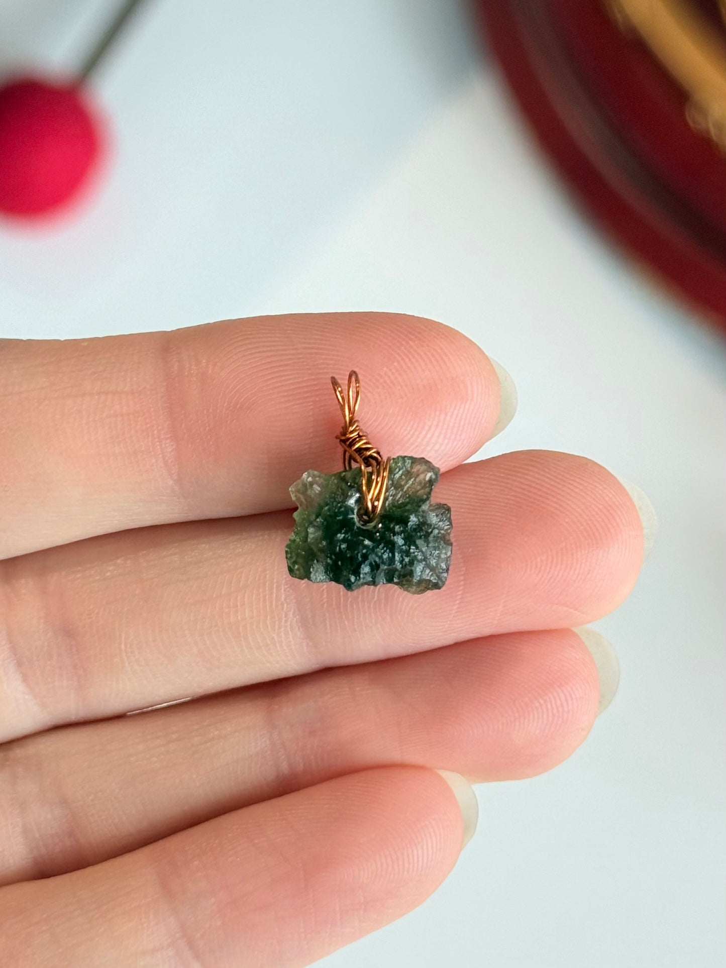 Moldavite Pendant ( Copper Wire )
