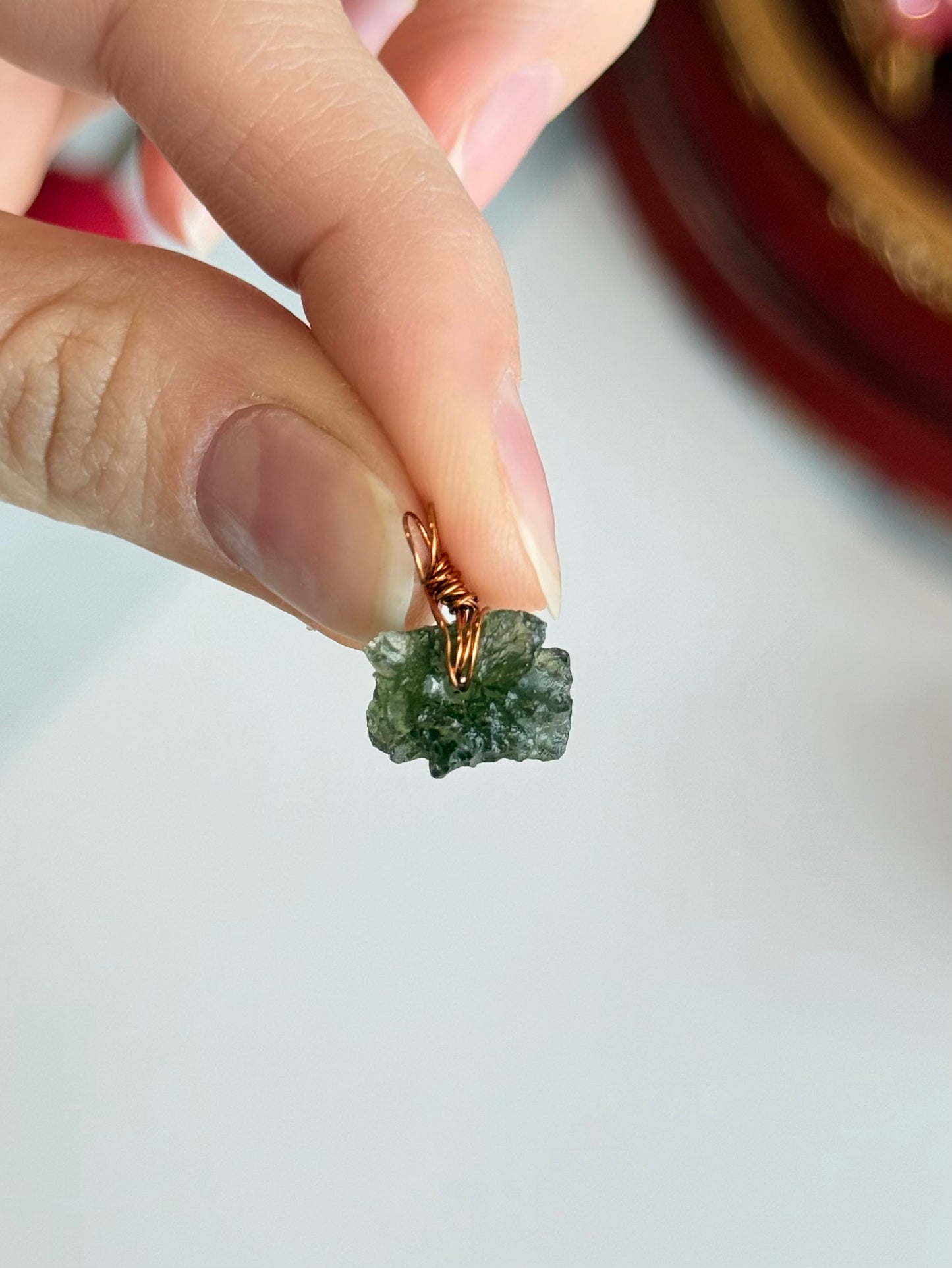 Moldavite Pendant ( Copper Wire )