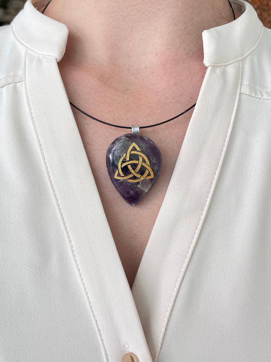 Amethyst with Triquetra Symbol Pendant