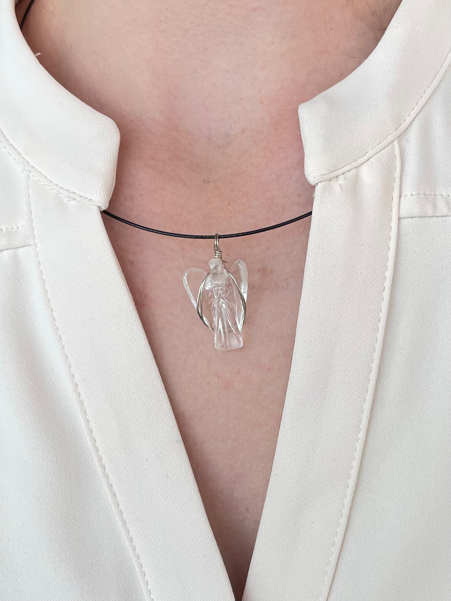 Clear Quartz Angel Pendant