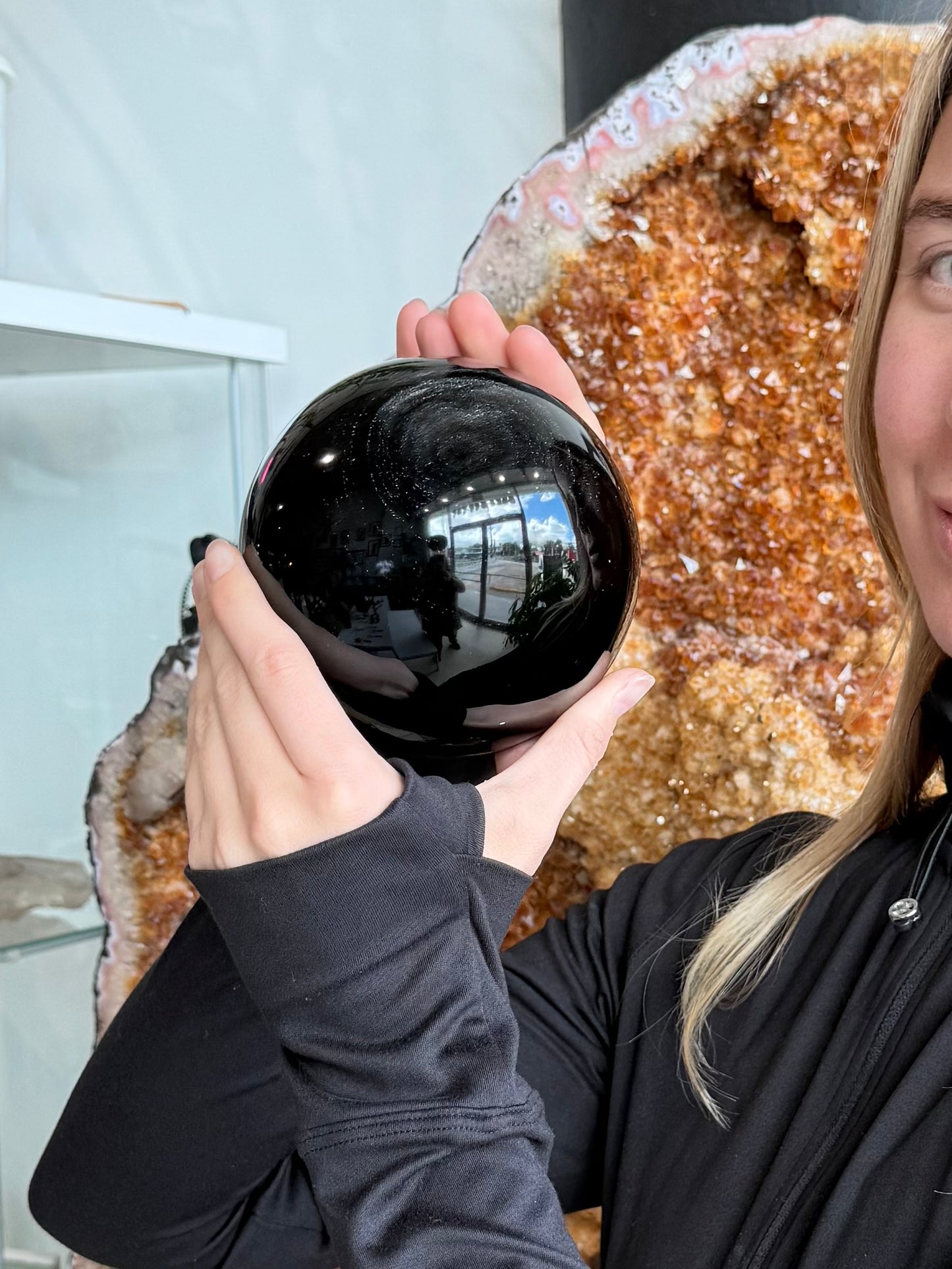 Silver sheen Obsidian Sphere