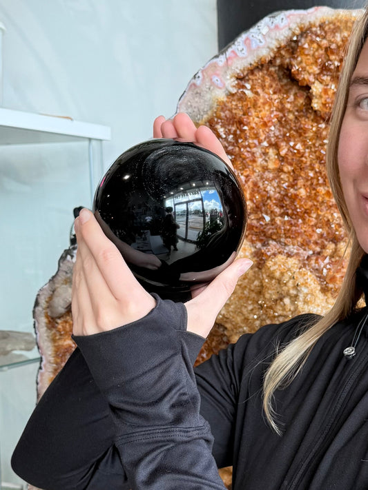 Silver sheen Obsidian Sphere