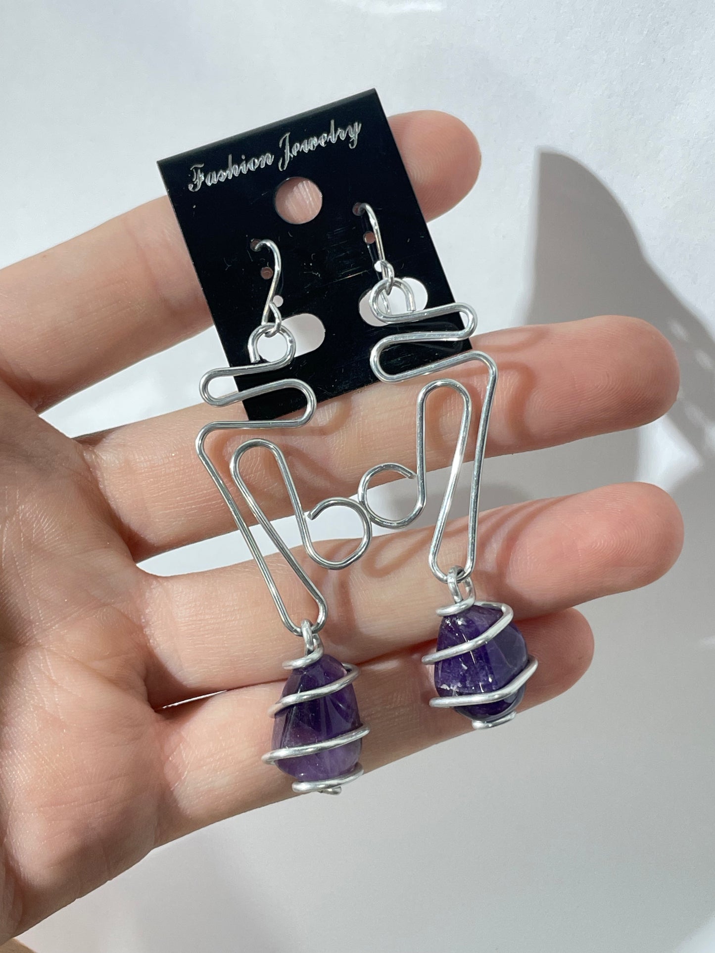 Amethyst Earrings ( Stainless Steel )