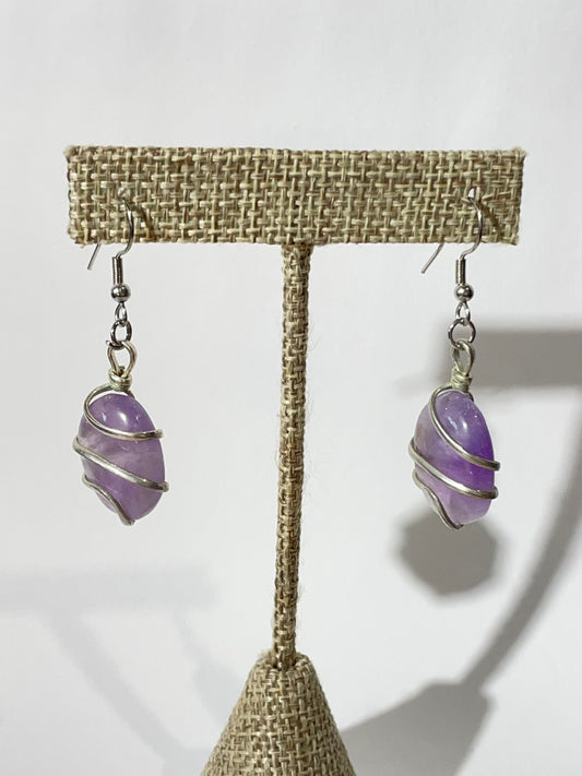 Amethyst Earrings ( Stainless Steel )