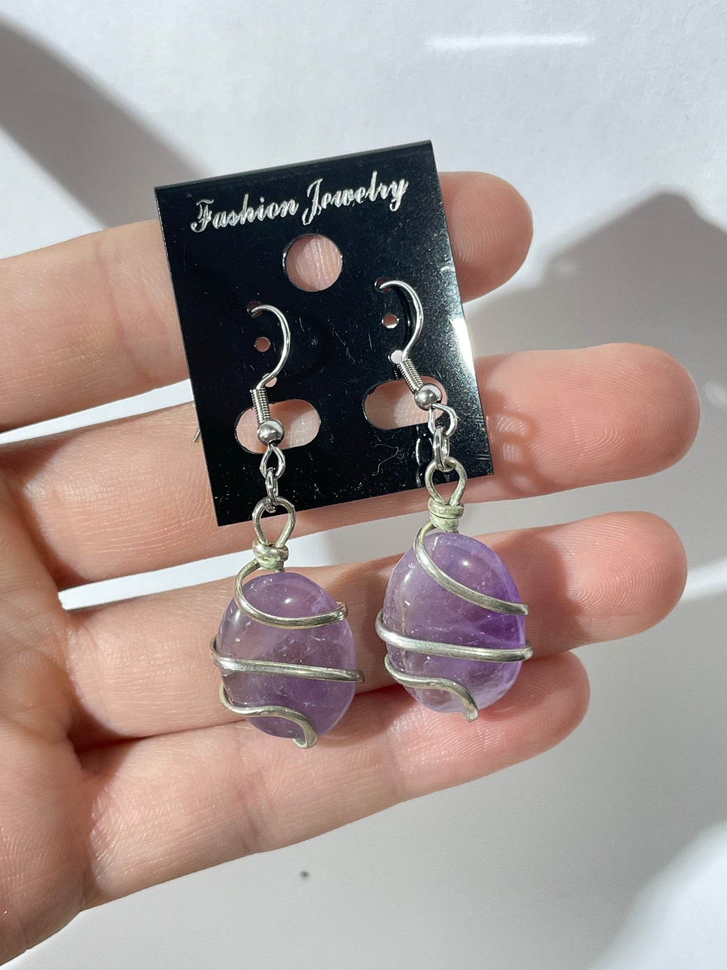 Amethyst Earrings ( Stainless Steel )