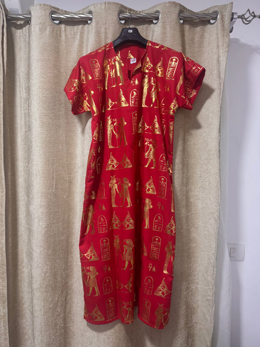 Vestido Egipcio de Algodón Egipcio – Rojo/ Egyptian Cotton Dress – Royal Red
