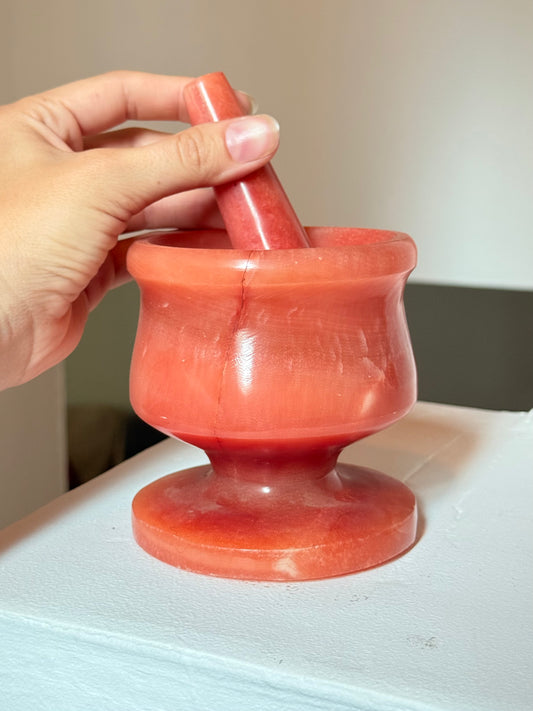 Colored Egyptian Alabaster Mortar & Pestle | Pintado Mortero de Alabastro Egipcio