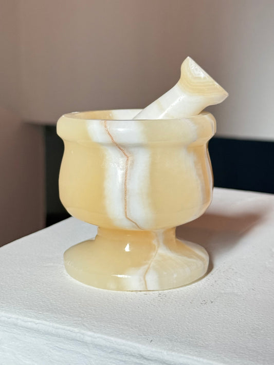 Egyptian Alabaster Mortar & Pestle | Mortero de Alabastro Egipcio