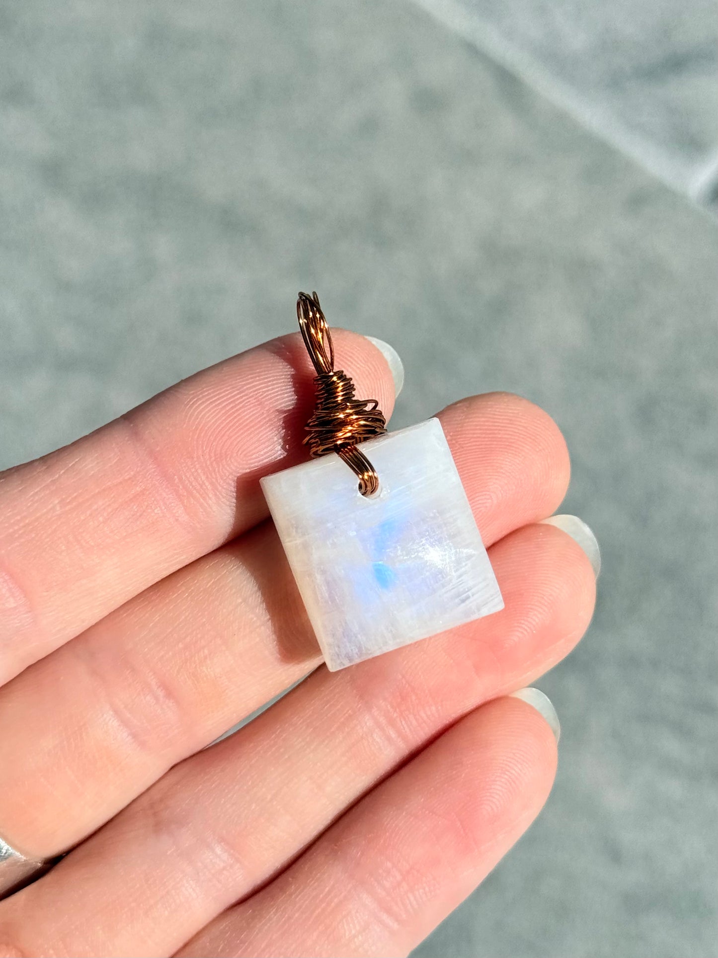 Moonstone Pendant ( Copper Wire )