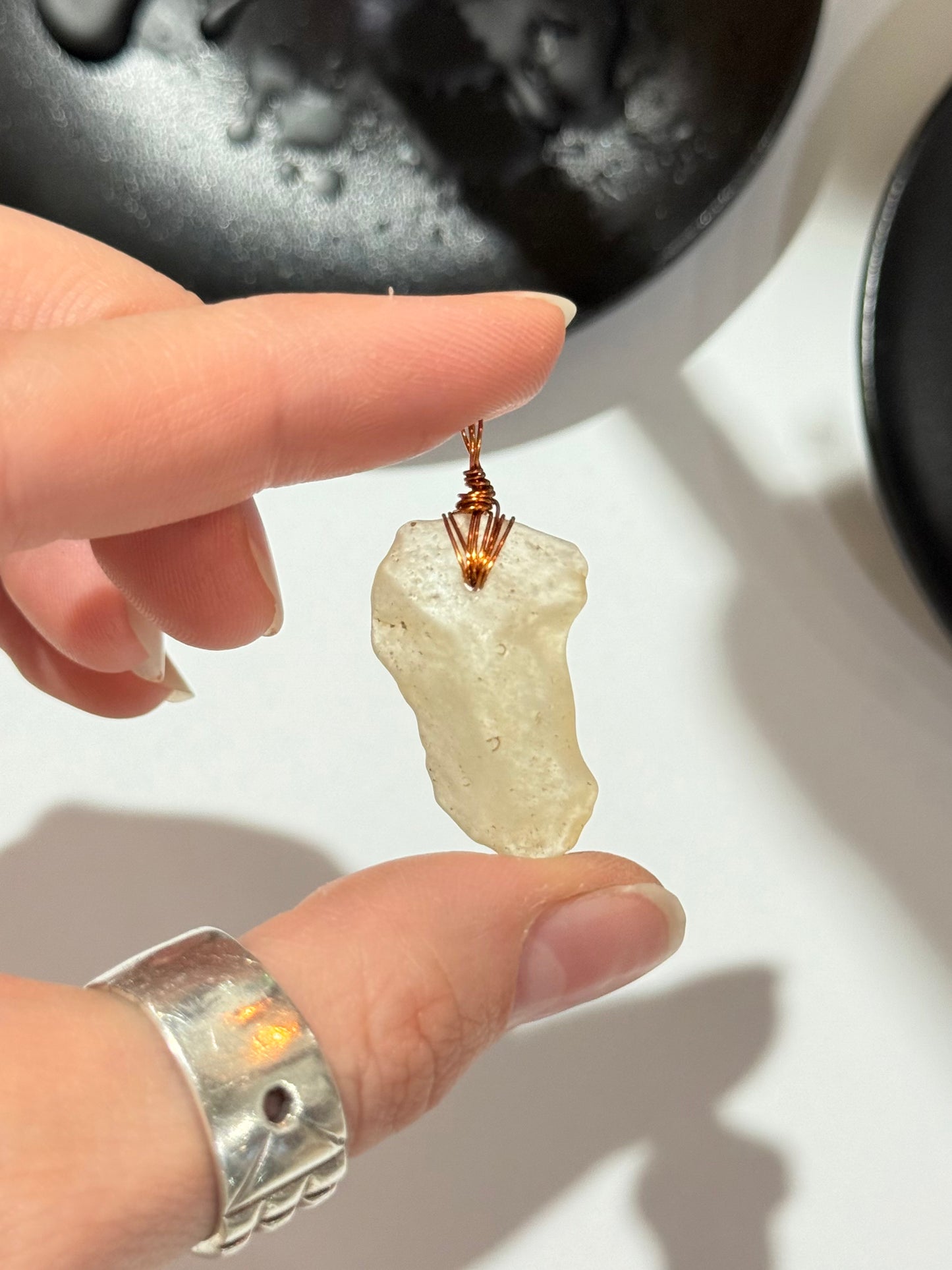 Libyan Dessert Glass ( Copper Wire ) Pendant