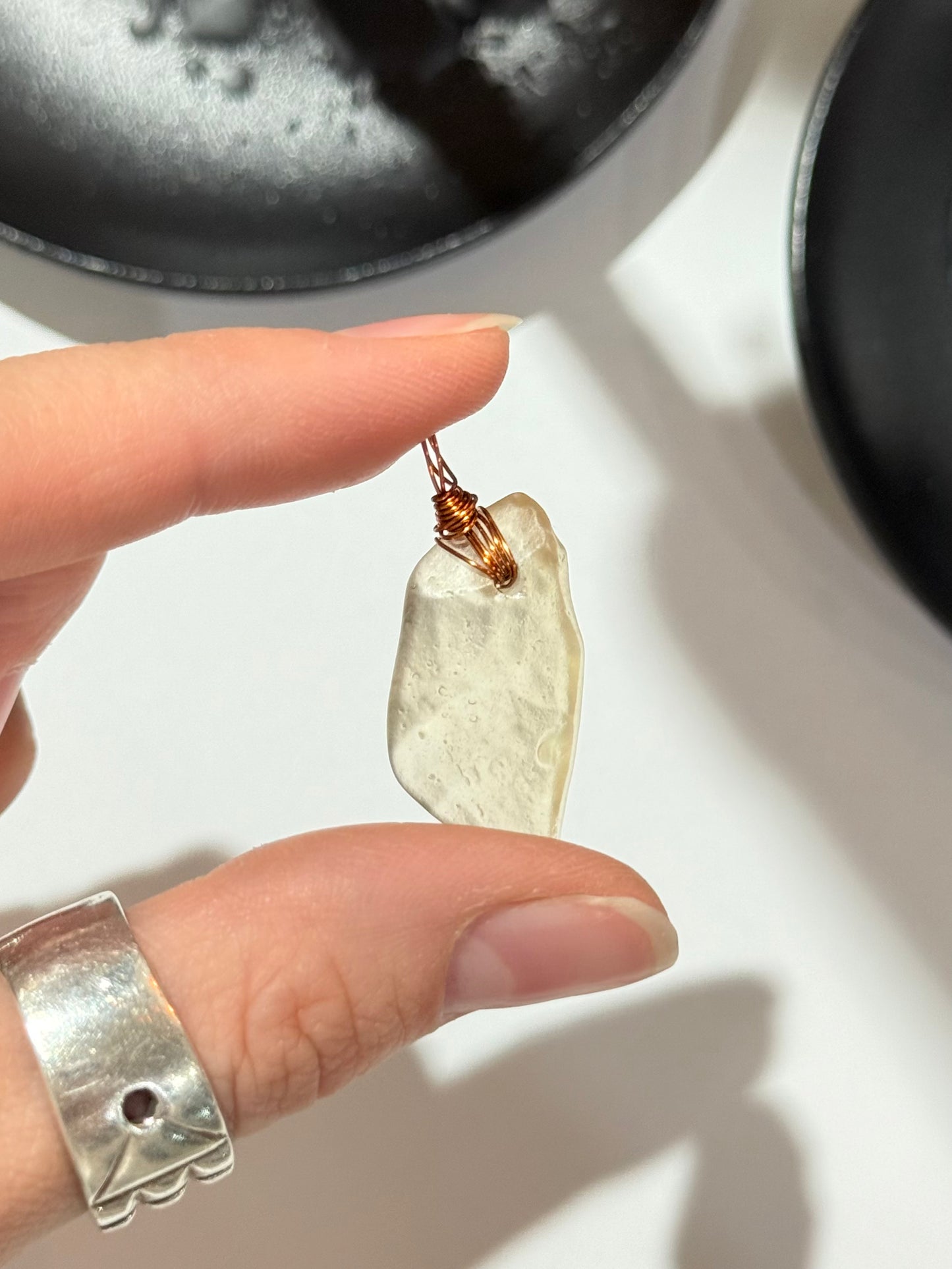 Libyan Dessert Glass ( Copper Wire ) Pendant