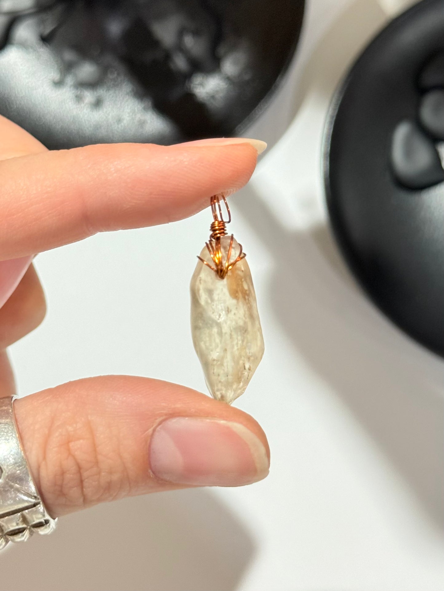 Libyan Dessert Glass ( Copper Wire ) Pendant