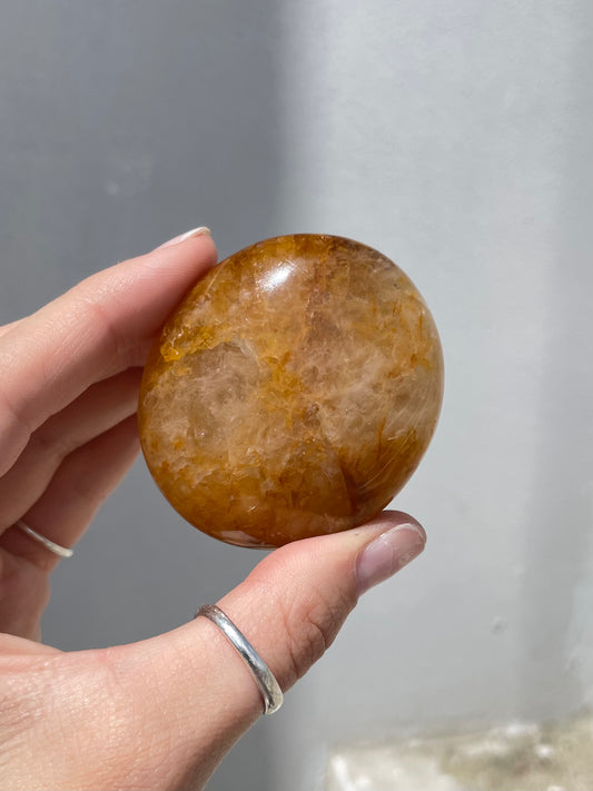 Golden Healer Quartz Palm Stones – Healing & Spiritual Growth
