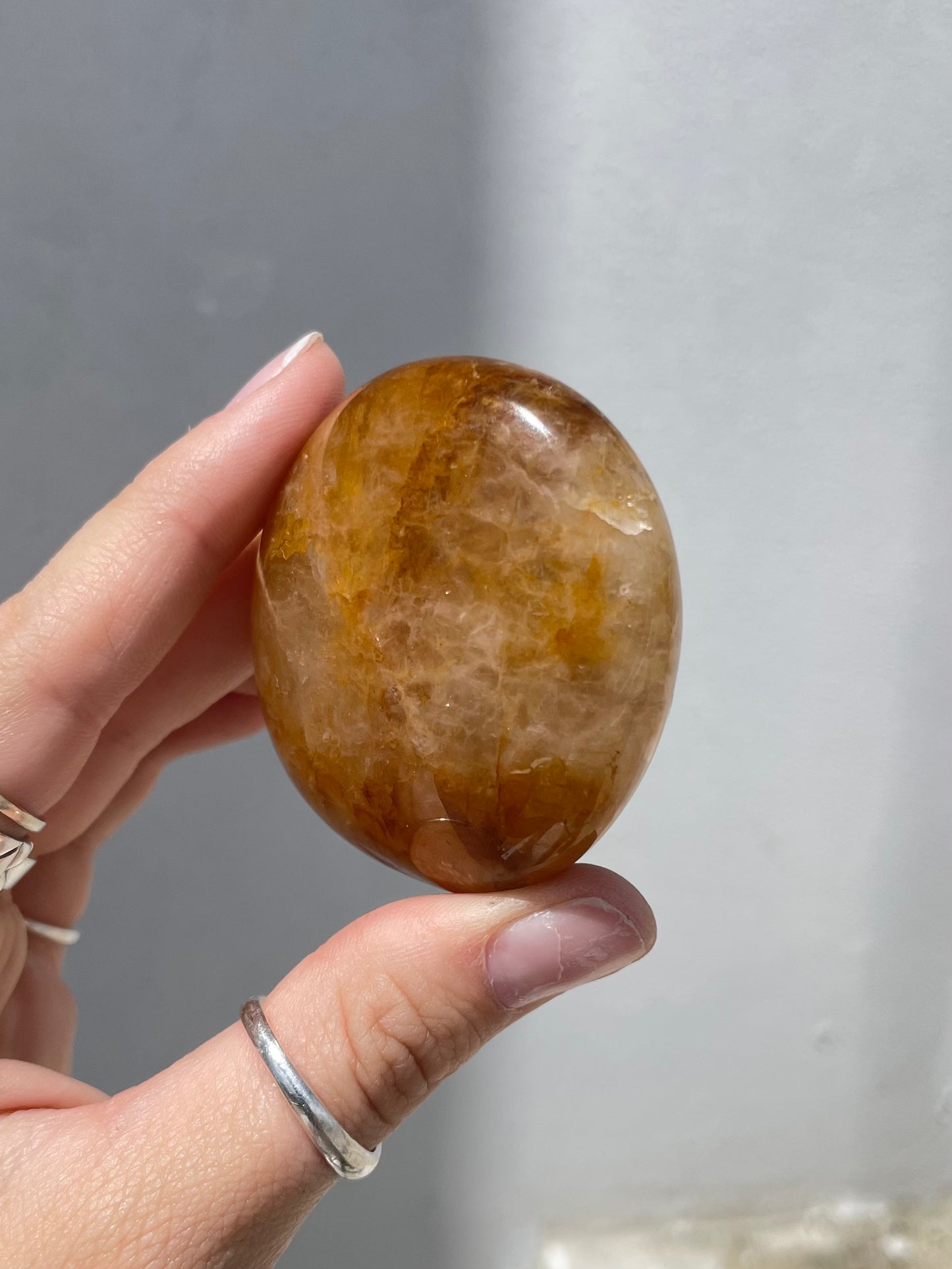 Golden Healer Quartz Palm Stones – Healing & Spiritual Growth