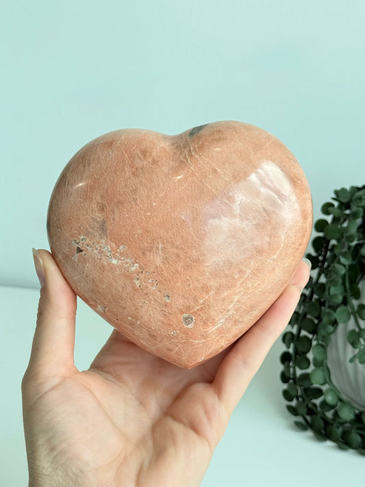 Peach Moonstone Heart