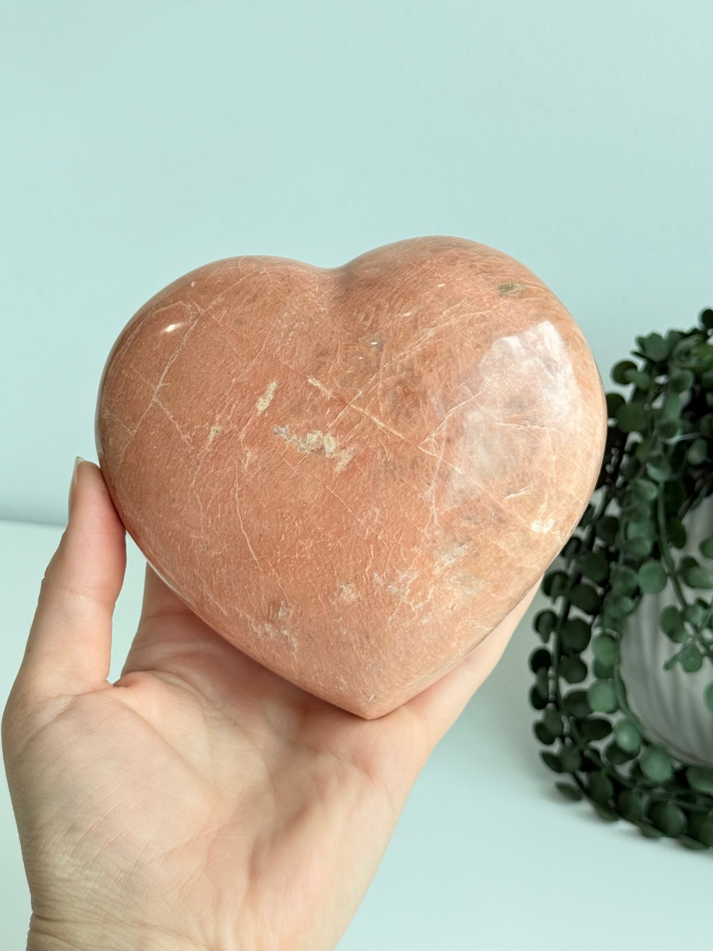 Peach Moonstone Heart